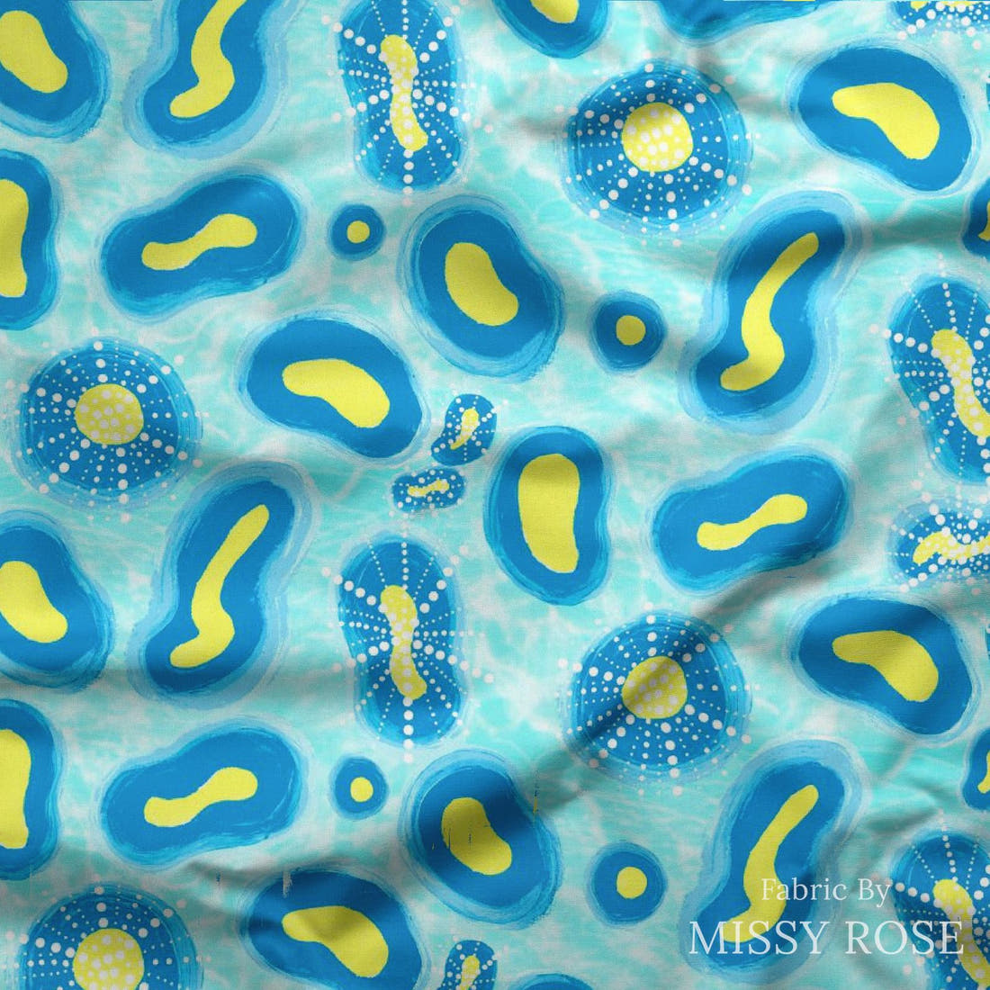 Girl and The Deep Blue Sea 78 draped fabric mockup - custom printed fabric by the metre | Fabric by Missy Rose