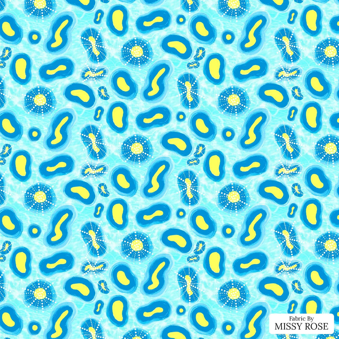 Girl and The Deep Blue Sea 78 flat view of the printed design | Fabric by Missy Rose