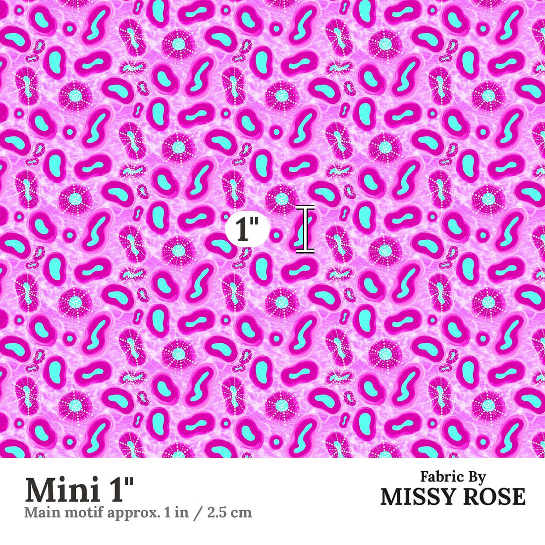 Girl and The Deep Blue Sea 79 Mini 1 inch print scale guide | Fabric by Missy Rose