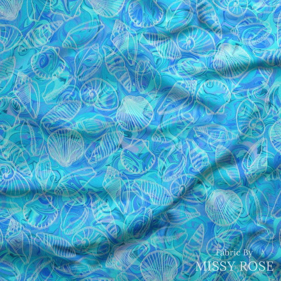 Girl and The Deep Blue Sea 80 draped fabric mockup - custom printed fabric by the metre | Fabric by Missy Rose