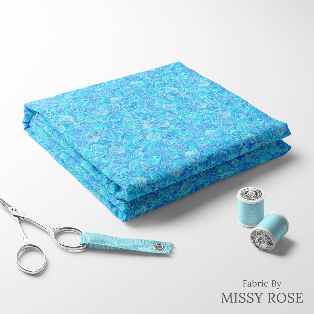 Girl and The Deep Blue Sea 80 folded fabric stack with matching thread - pre-order fabric Australia | Fabric by Missy Rose