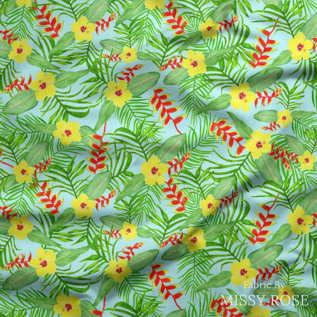 Girl and The Deep Blue Sea 81 draped fabric mockup - custom printed fabric by the metre | Fabric by Missy Rose