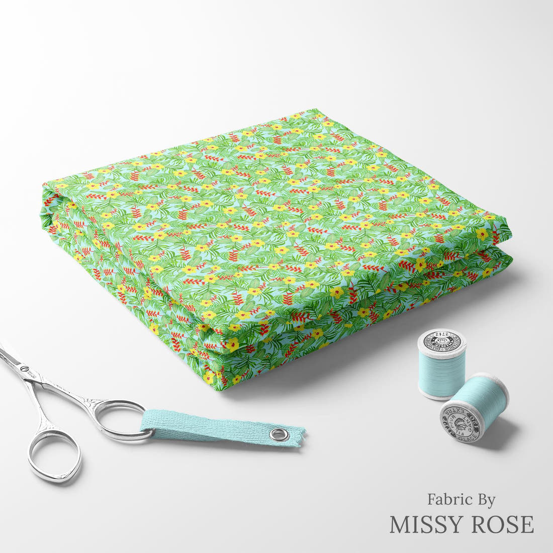 Girl and The Deep Blue Sea 81 folded fabric stack with matching thread - pre-order fabric Australia | Fabric by Missy Rose