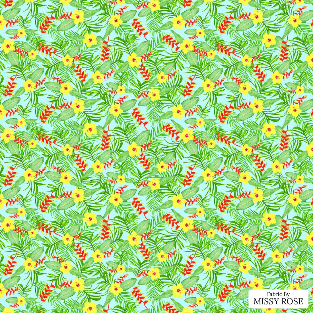 Girl and The Deep Blue Sea 81 flat view of the printed design | Fabric by Missy Rose