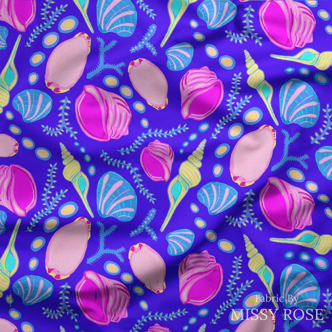 Girl and The Deep Blue Sea 82 draped fabric mockup - custom printed fabric by the metre | Fabric by Missy Rose