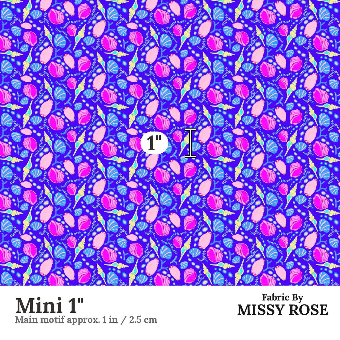 Girl and The Deep Blue Sea 82 Mini 1 inch print scale guide | Fabric by Missy Rose