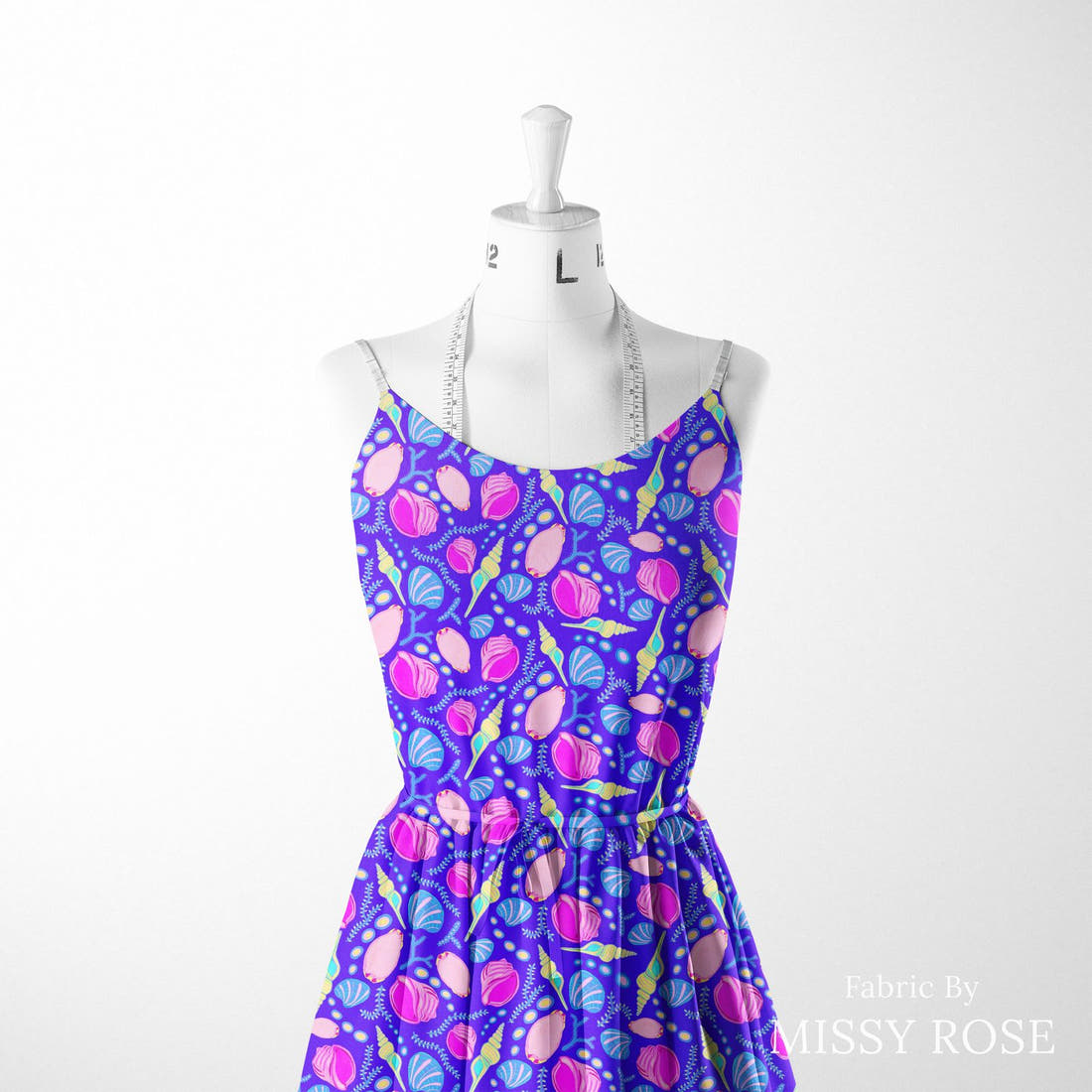 Girl and The Deep Blue Sea 82 sewn into a women's dress - custom printed fabric | Fabric by Missy Rose