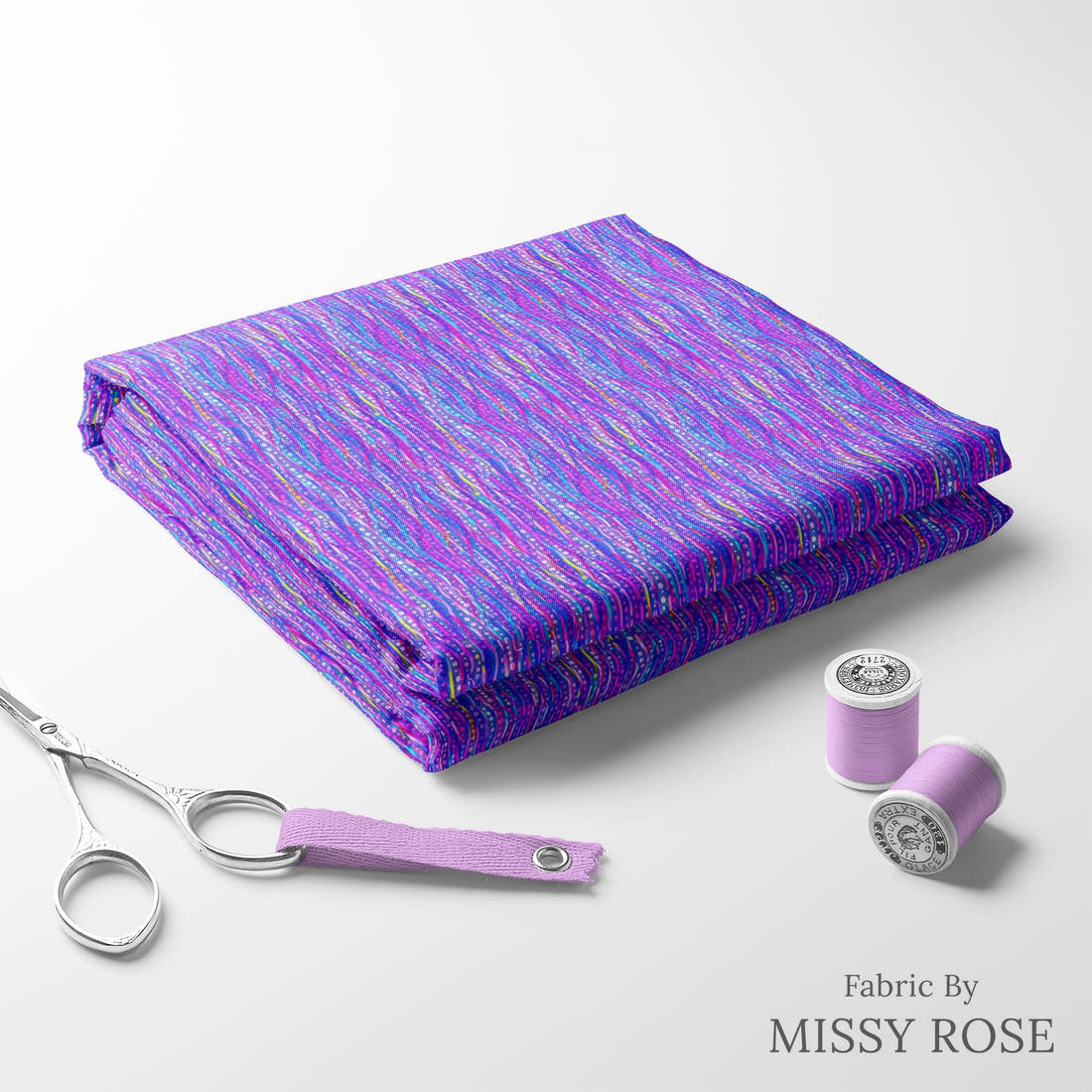 Girl and The Deep Blue Sea 83 folded fabric stack with matching thread - pre-order fabric Australia | Fabric by Missy Rose