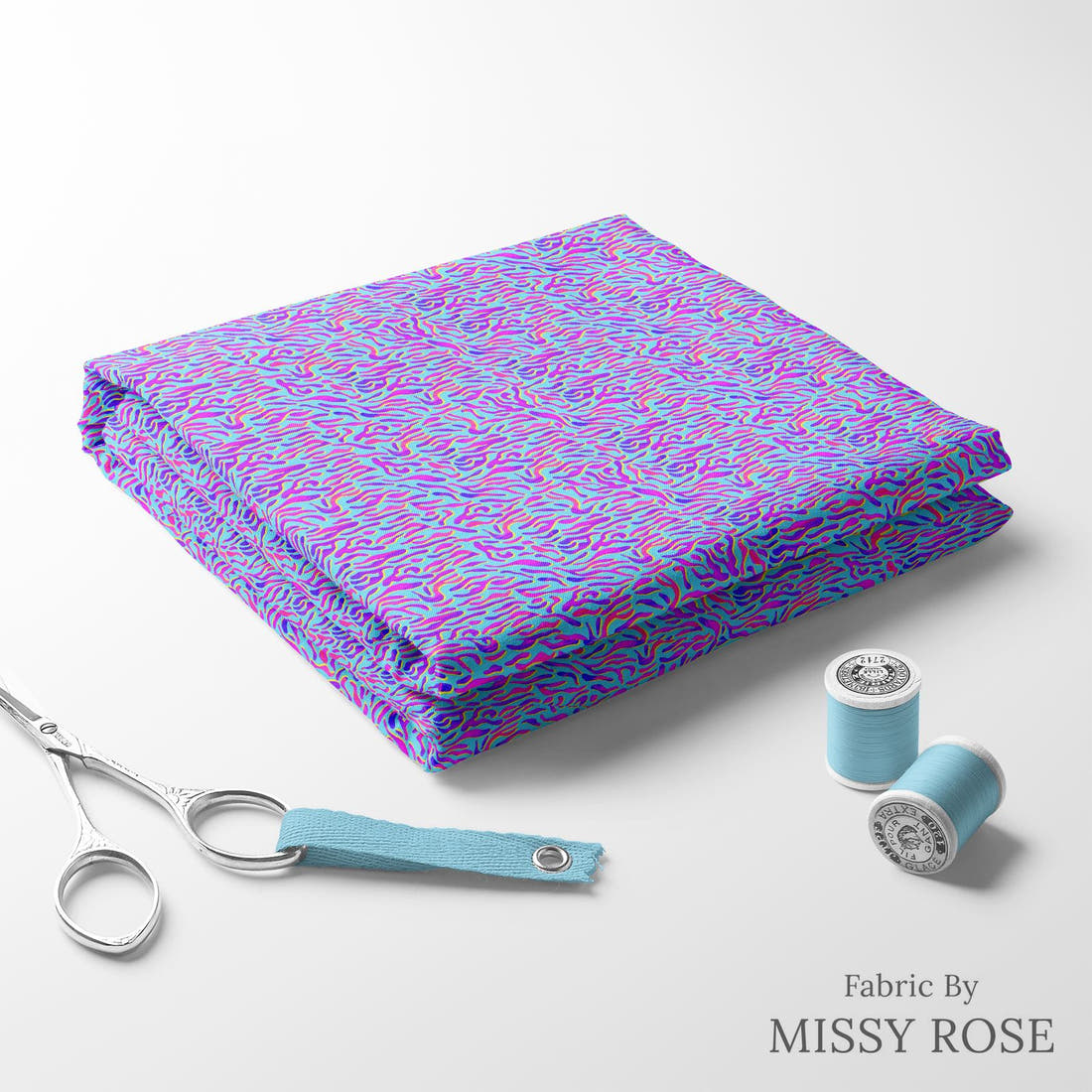 Girl and The Deep Blue Sea 84 folded fabric stack with matching thread - pre-order fabric Australia | Fabric by Missy Rose