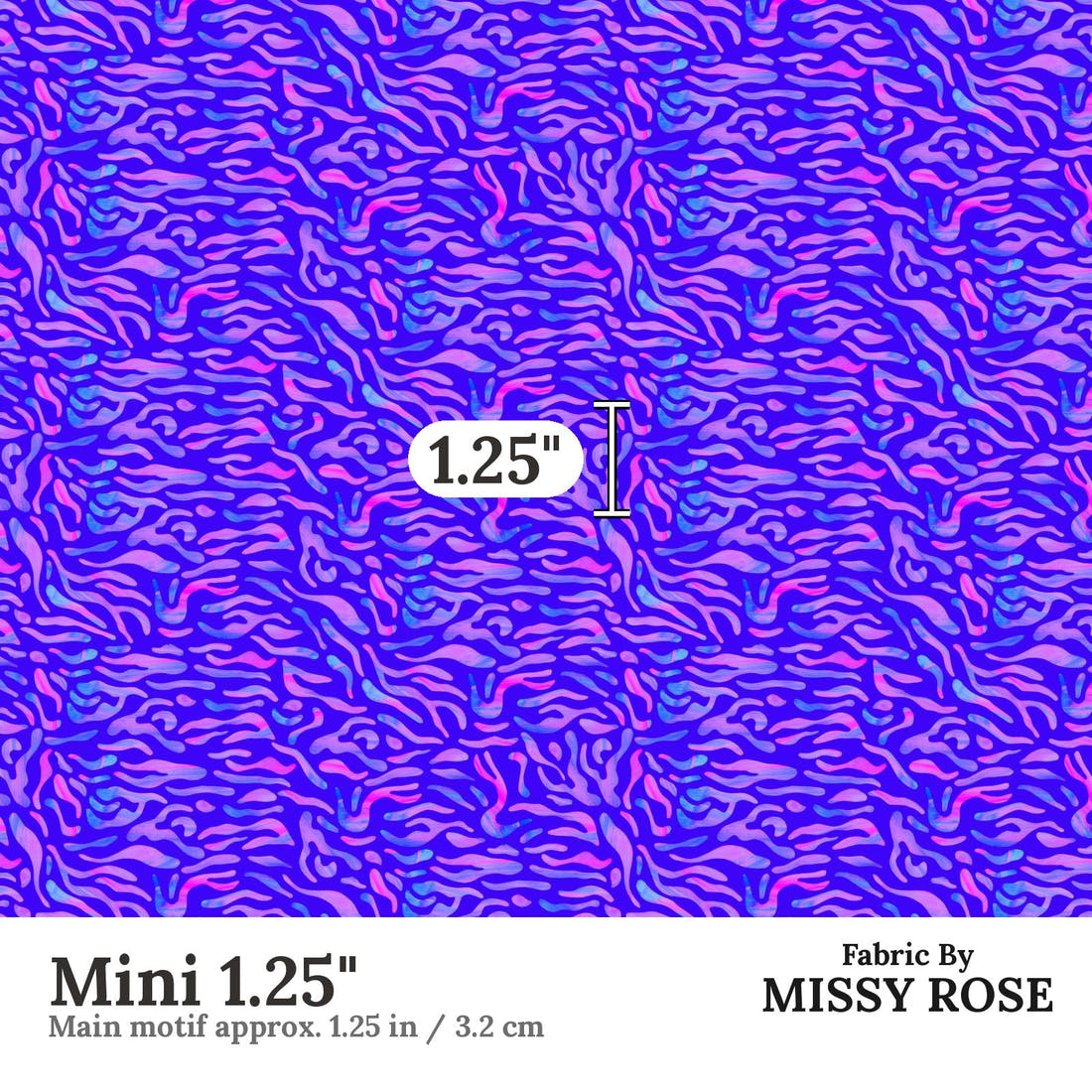 Girl and The Deep Blue Sea 85 Mini 1.25 inch print scale guide | Fabric by Missy Rose