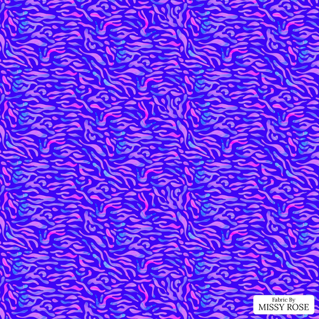 Girl and The Deep Blue Sea 85 flat view of the printed design | Fabric by Missy Rose