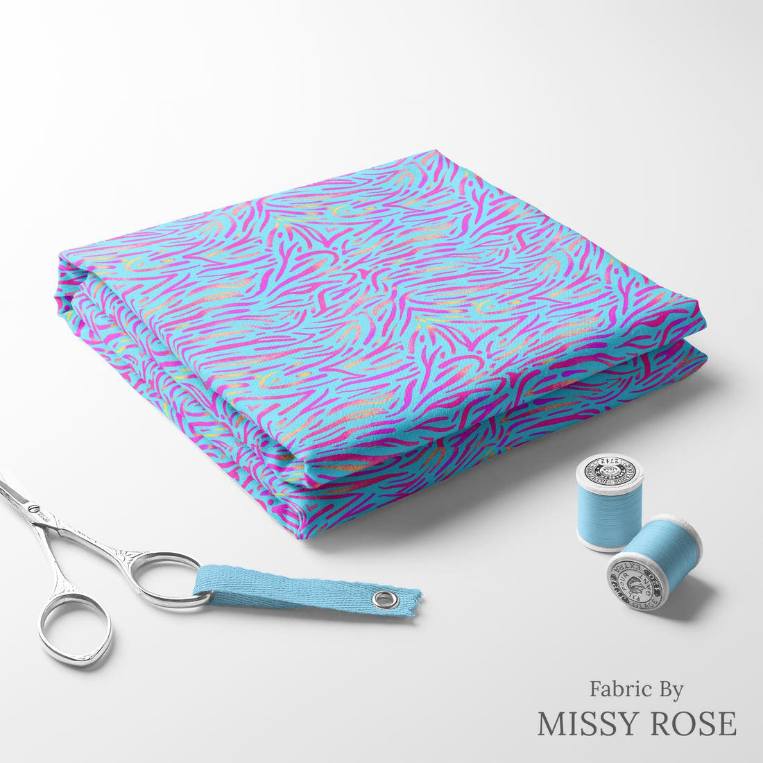 Girl and The Deep Blue Sea 86 folded fabric stack with matching thread - pre-order fabric Australia | Fabric by Missy Rose