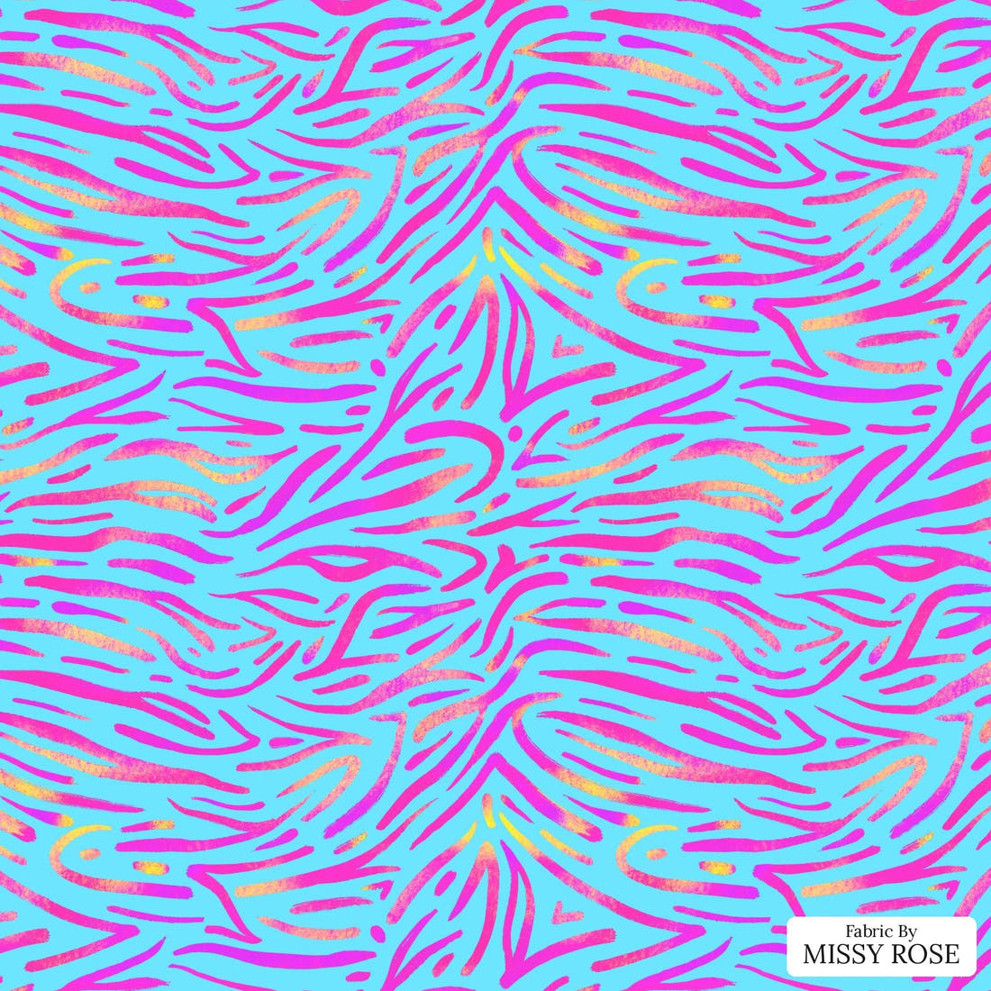 Girl and The Deep Blue Sea 86 flat view of the printed design | Fabric by Missy Rose