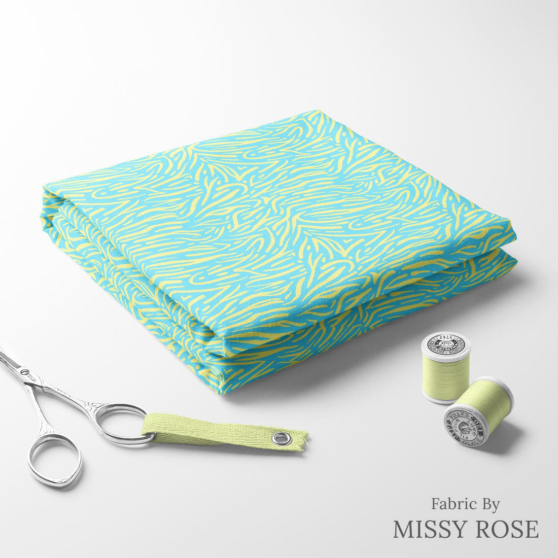 Girl and The Deep Blue Sea 87 folded fabric stack with matching thread - pre-order fabric Australia | Fabric by Missy Rose