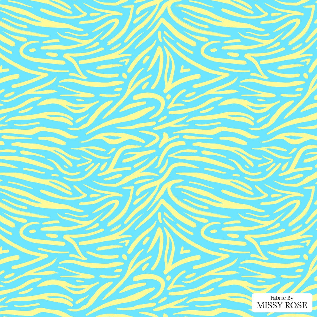 Girl and The Deep Blue Sea 87 flat view of the printed design | Fabric by Missy Rose