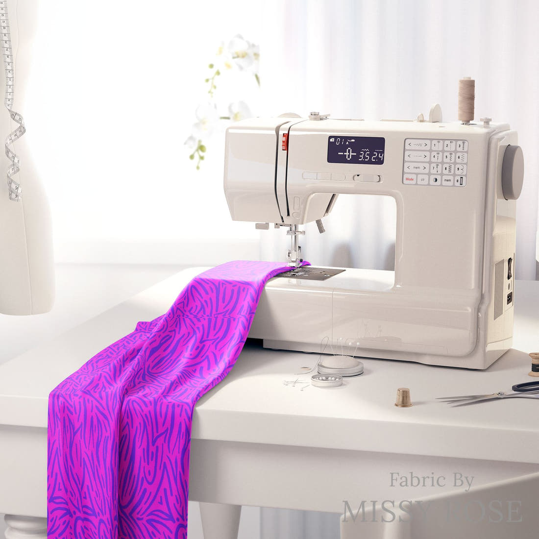 Girl and The Deep Blue Sea 88 fabric on a sewing machine - sew your own | Fabric by Missy Rose