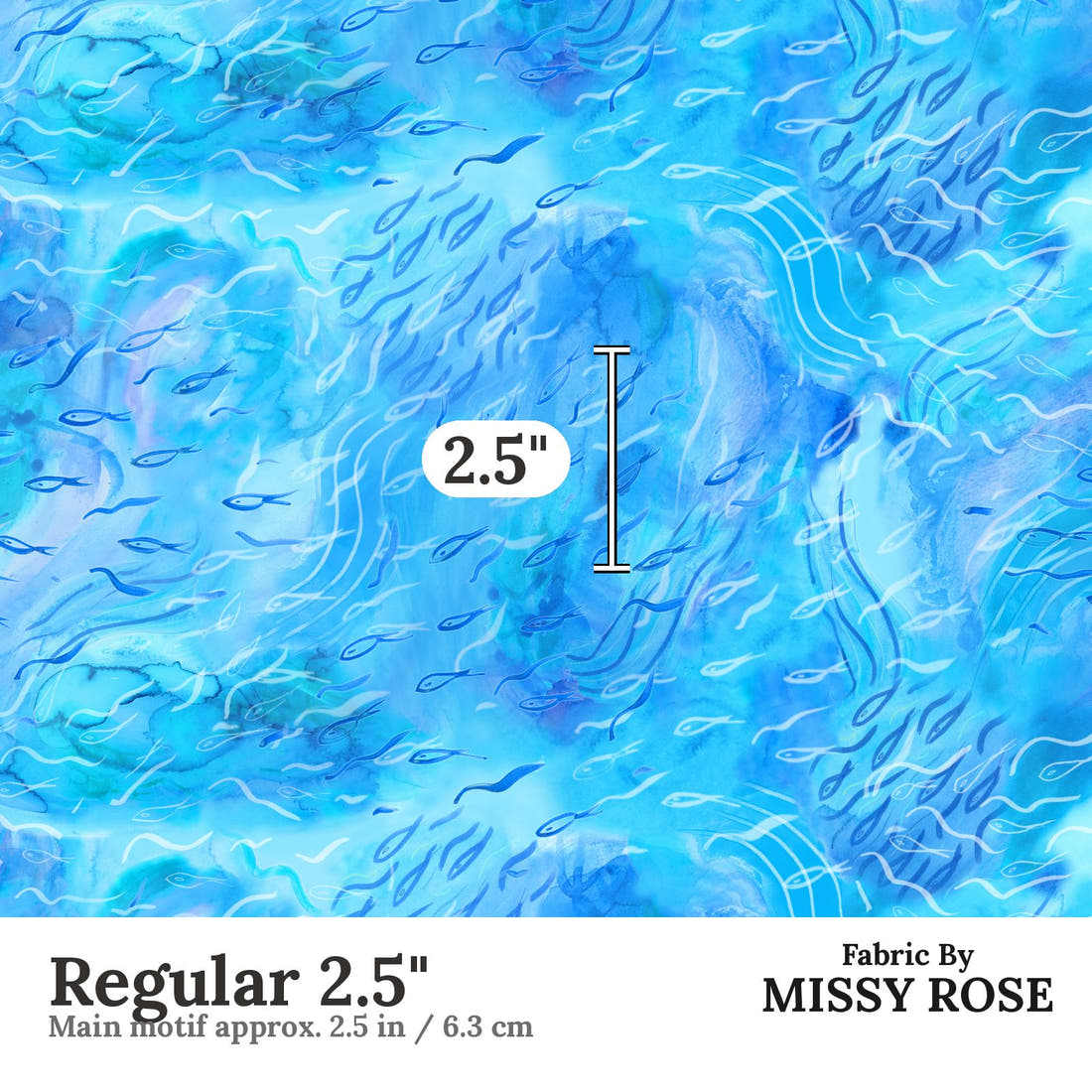 Girl and The Deep Blue Sea 89 Regular 2.5 inch print scale guide | Fabric by Missy Rose
