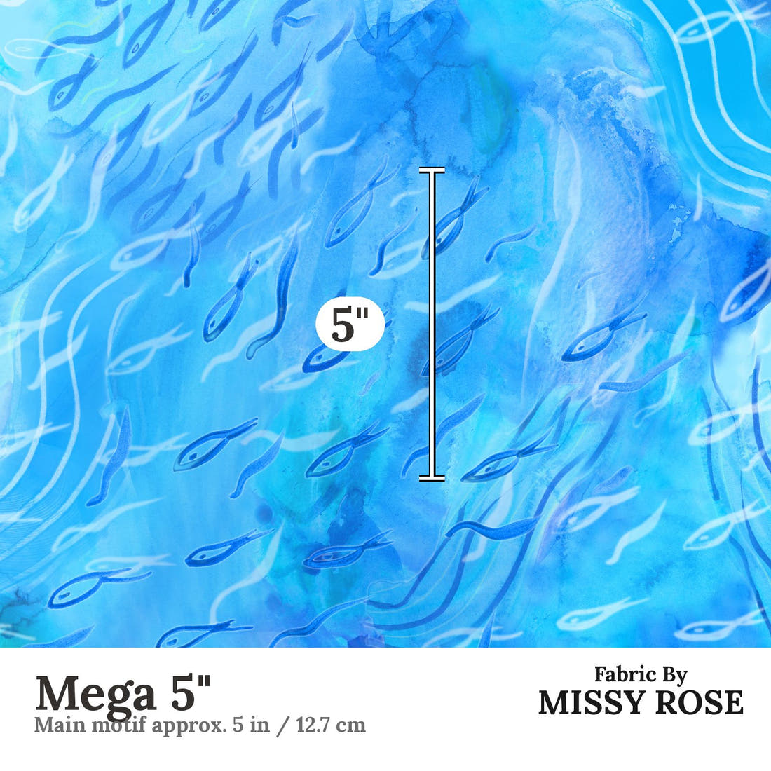 Girl and The Deep Blue Sea 89 Mega 5 inch print scale guide | Fabric by Missy Rose