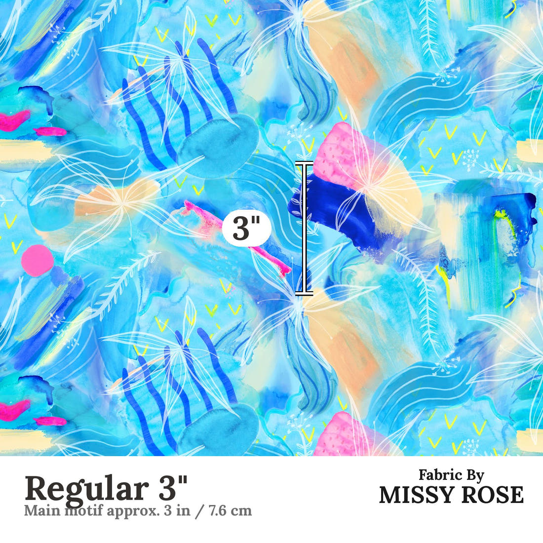 Girl and The Deep Blue Sea 90 Regular 3 inch print scale guide | Fabric by Missy Rose