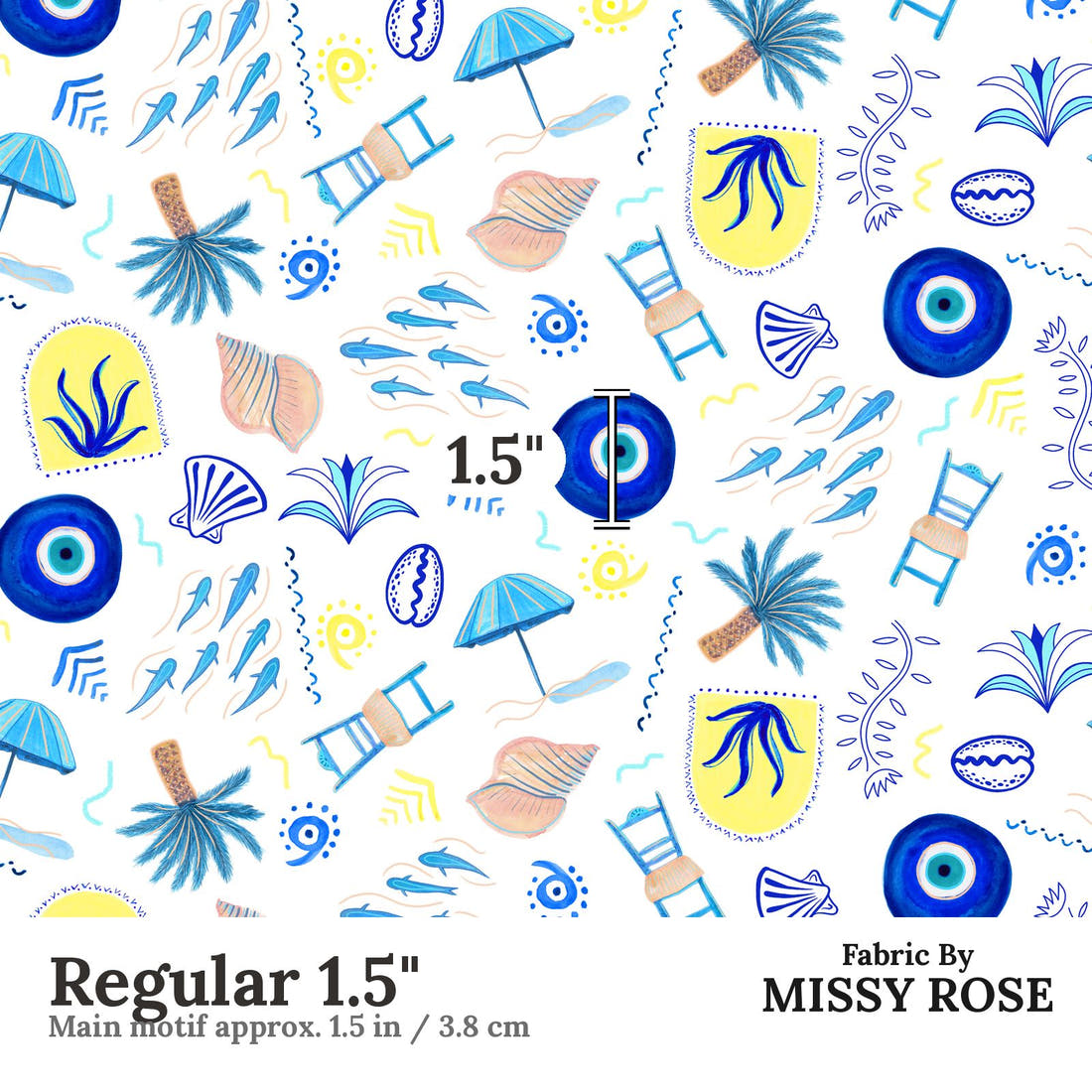 Girl and The Deep Blue Sea 91 Regular 1.5 inch print scale guide | Fabric by Missy Rose