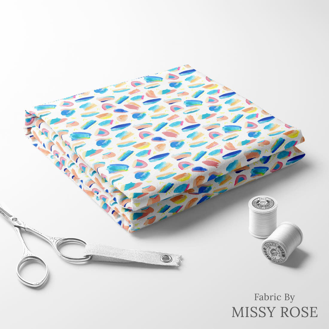 Girl and The Deep Blue Sea 92 folded fabric stack with matching thread - pre-order fabric Australia | Fabric by Missy Rose