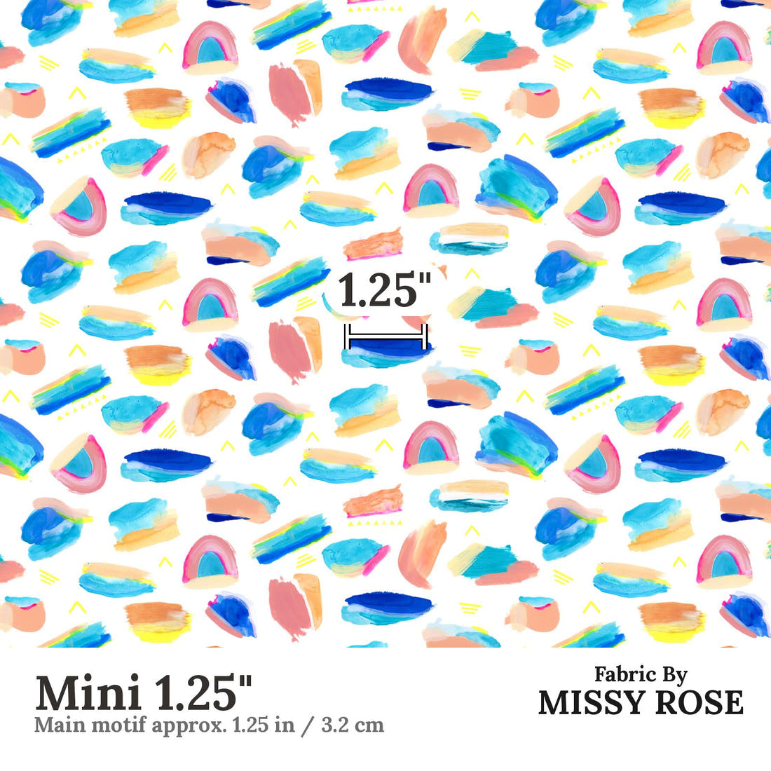 Girl and The Deep Blue Sea 92 Mini 1.25 inch print scale guide | Fabric by Missy Rose