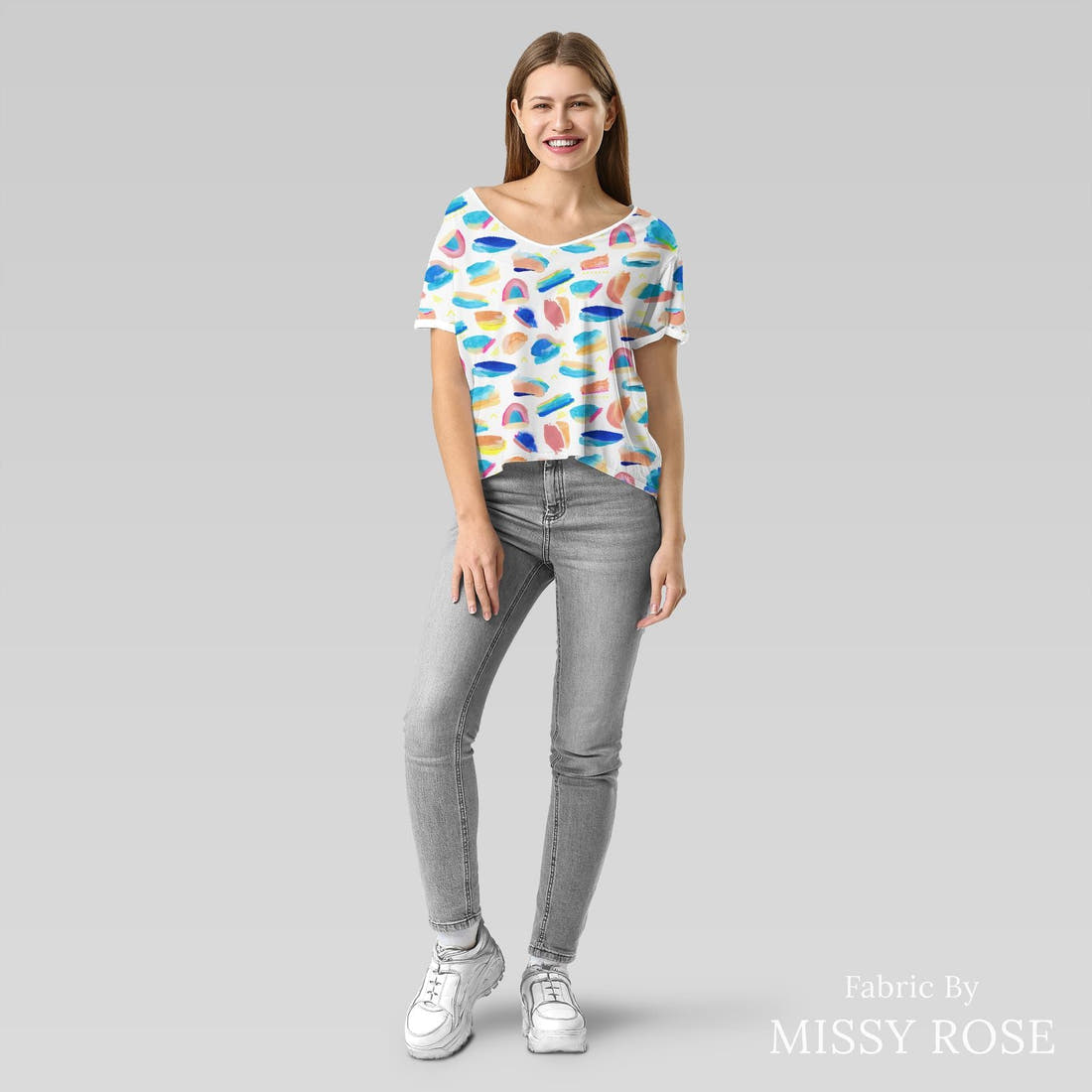Girl and The Deep Blue Sea 92 sewn into an everyday tee - see how the print looks made up | Fabric by Missy Rose
