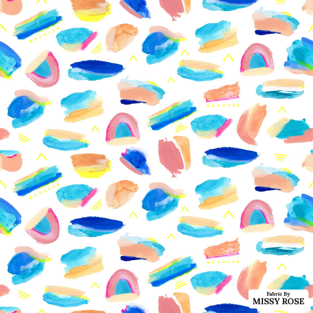 Girl and The Deep Blue Sea 92 - flat view of the print, zoom in for detail | Fabric by Missy Rose