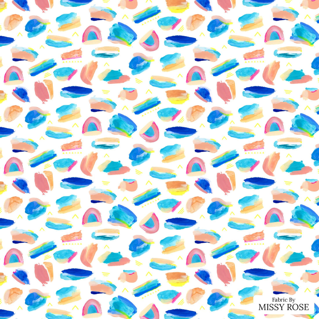 Girl and The Deep Blue Sea 92 - flat view of the print, zoom in for detail | Fabric by Missy Rose