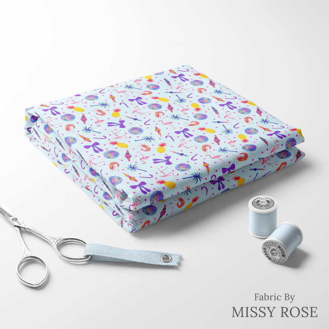 Girl and The Deep Blue Sea 93 folded fabric stack with matching thread - pre-order fabric Australia | Fabric by Missy Rose
