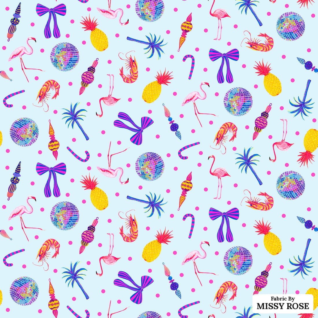 Girl and The Deep Blue Sea 93 - flat view of the print, zoom in for detail | Fabric by Missy Rose
