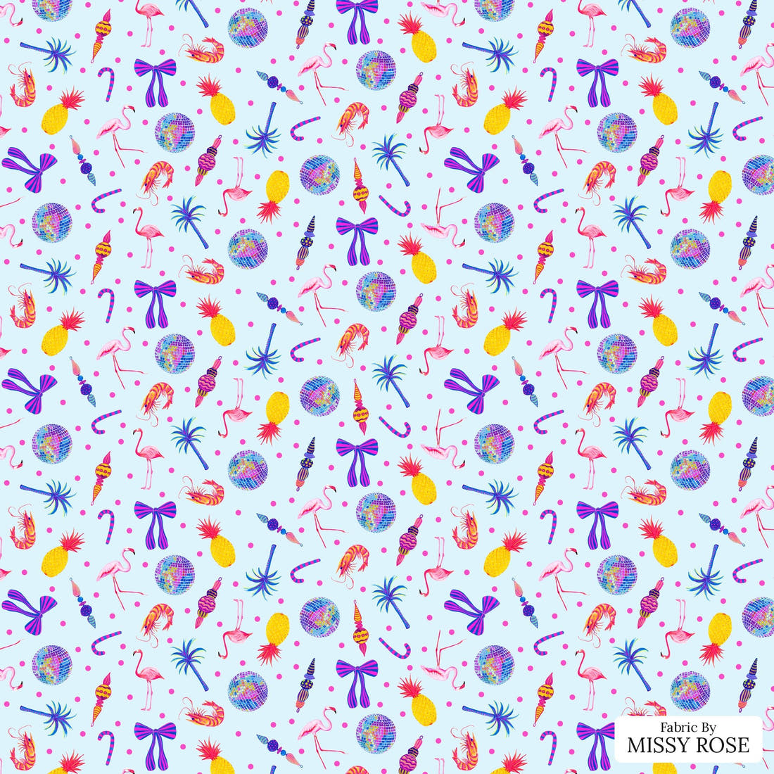Girl and The Deep Blue Sea 93 - flat view of the print, zoom in for detail | Fabric by Missy Rose