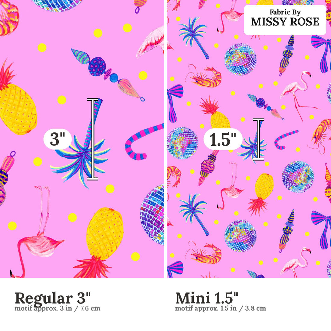 Girl and The Deep Blue Sea 94 Regular 3 inch vs Mini 1.5 inch print scale side by side | Fabric by Missy Rose