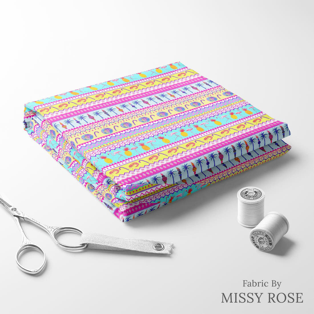 Girl and The Deep Blue Sea 95 folded fabric stack with matching thread - pre-order fabric Australia | Fabric by Missy Rose