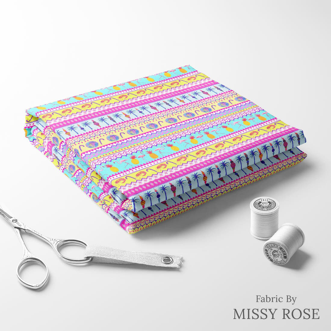 Girl and The Deep Blue Sea 95 folded fabric stack with matching thread - pre-order fabric Australia | Fabric by Missy Rose