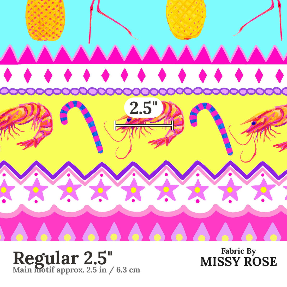 Girl and The Deep Blue Sea 95 Regular 2.5 inch print scale guide | Fabric by Missy Rose