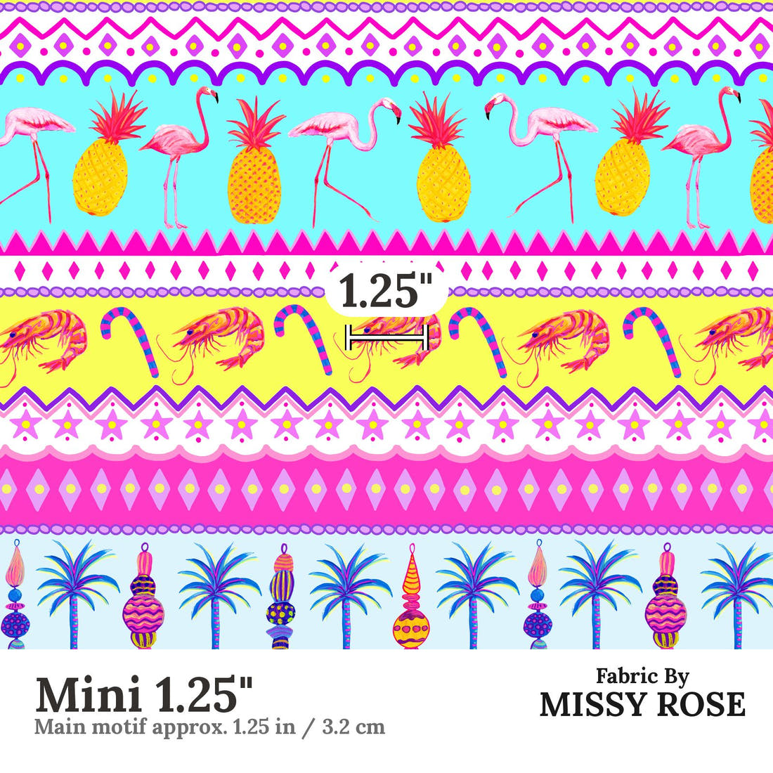 Girl and The Deep Blue Sea 95 Mini 1.25 inch print scale guide | Fabric by Missy Rose