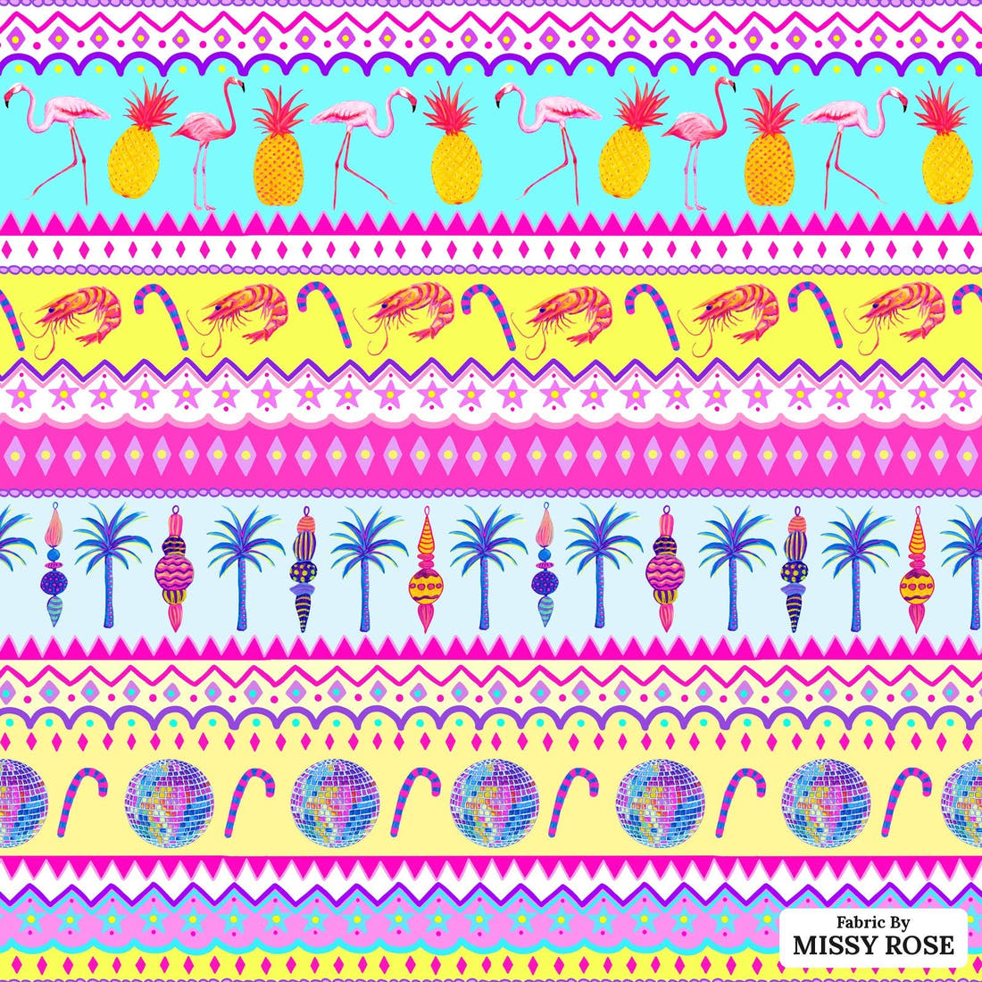 Girl and The Deep Blue Sea 95 - flat view of the print, zoom in for detail | Fabric by Missy Rose