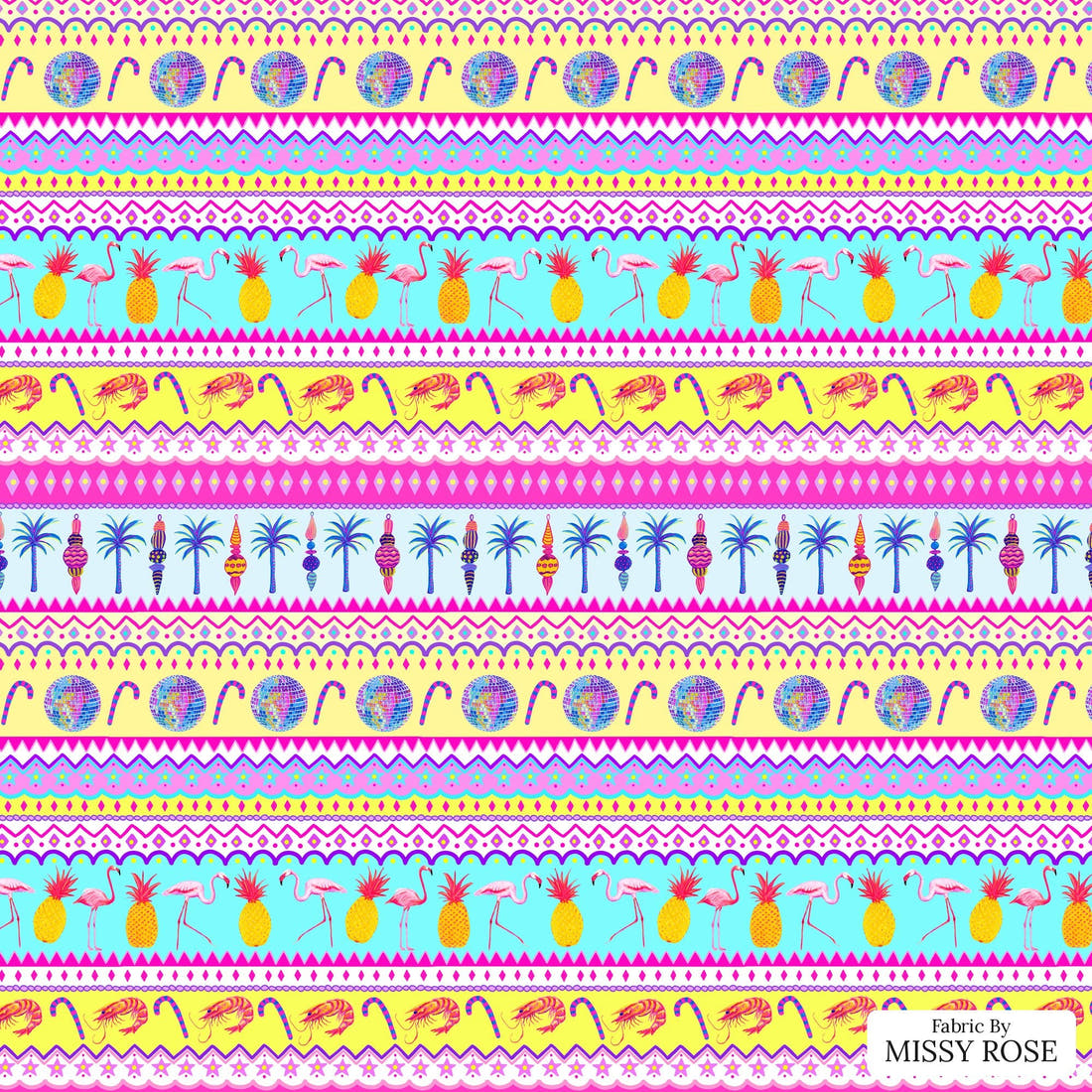 Girl and The Deep Blue Sea 95 - flat view of the print, zoom in for detail | Fabric by Missy Rose