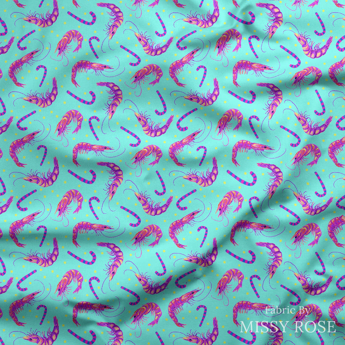 Girl and The Deep Blue Sea 96 draped fabric mockup - custom printed fabric by the metre | Fabric by Missy Rose