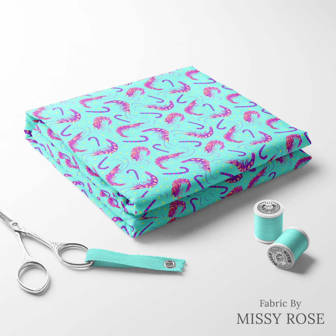 Girl and The Deep Blue Sea 96 folded fabric stack with matching thread - pre-order fabric Australia | Fabric by Missy Rose