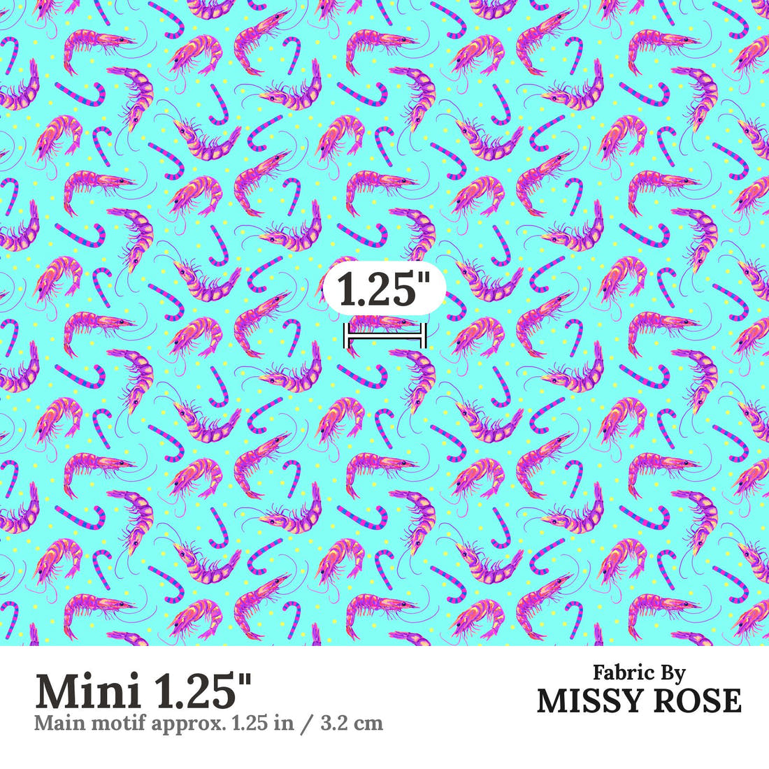 Girl and The Deep Blue Sea 96 Mini 1.25 inch print scale guide | Fabric by Missy Rose
