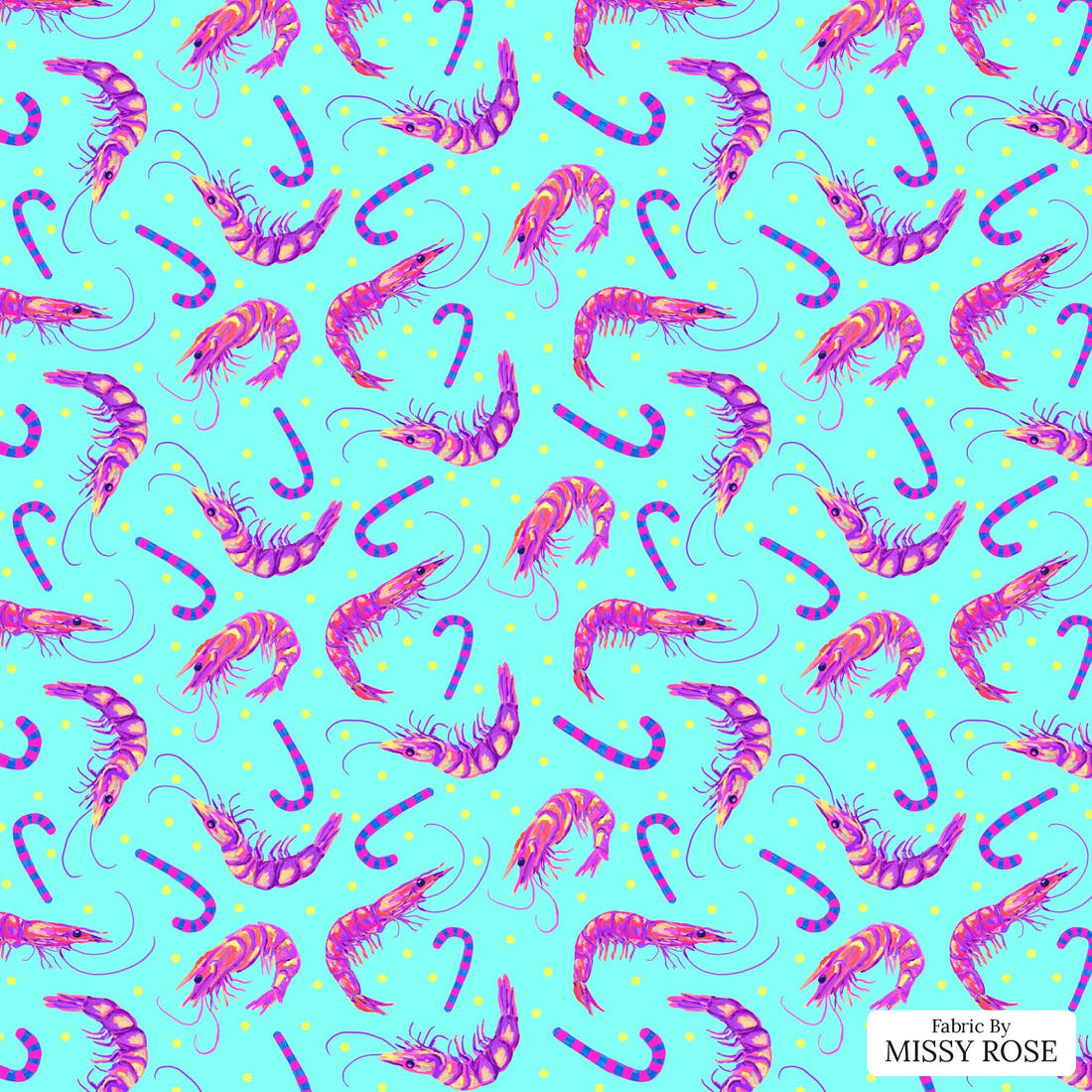 Girl and The Deep Blue Sea 96 - flat view of the print, zoom in for detail | Fabric by Missy Rose