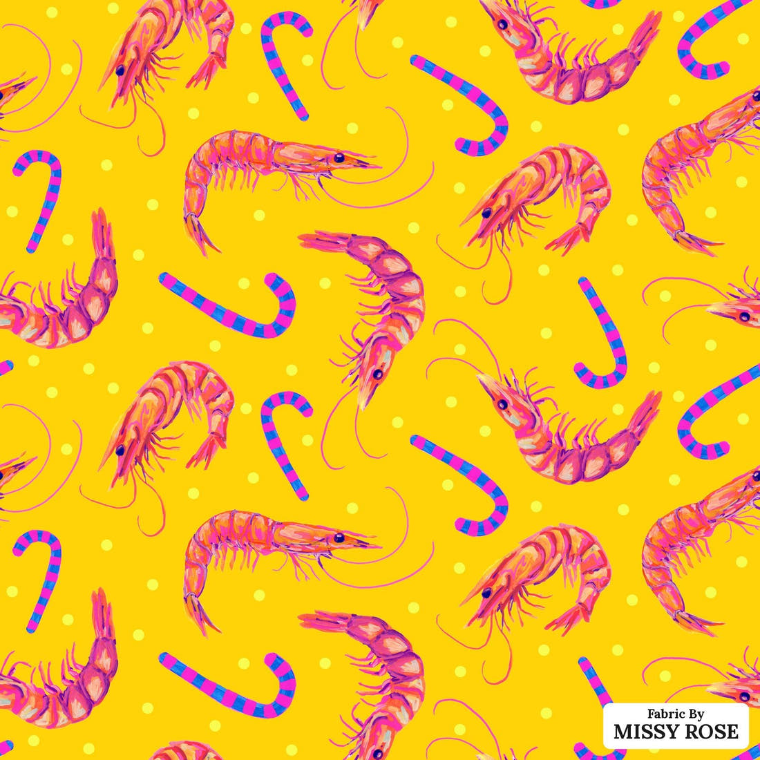 Girl and The Deep Blue Sea 97 - flat view of the print, zoom in for detail | Fabric by Missy Rose