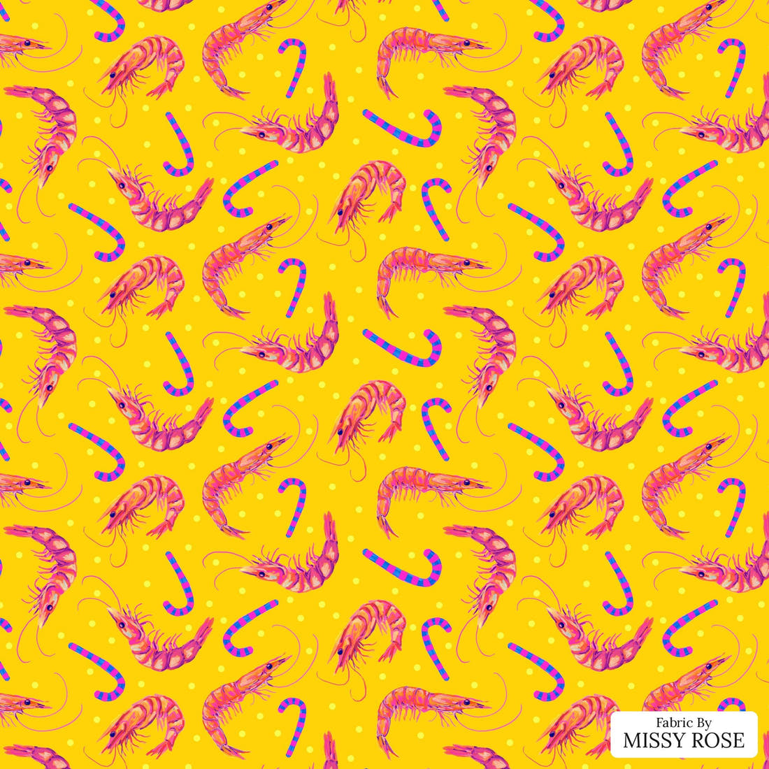 Girl and The Deep Blue Sea 97 - flat view of the print, zoom in for detail | Fabric by Missy Rose