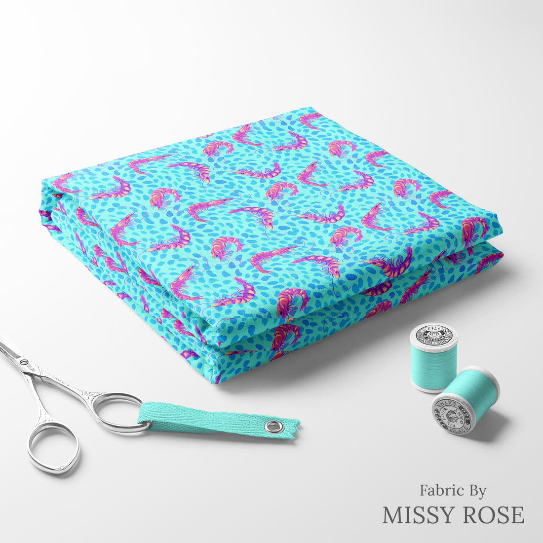 Girl and The Deep Blue Sea 98 folded fabric stack with matching thread - pre-order fabric Australia | Fabric by Missy Rose