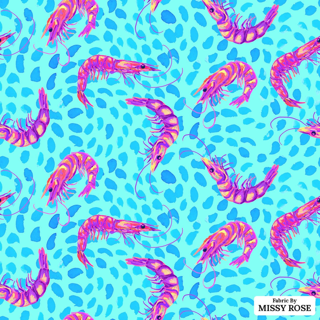 Girl and The Deep Blue Sea 98 - flat view of the print, zoom in for detail | Fabric by Missy Rose