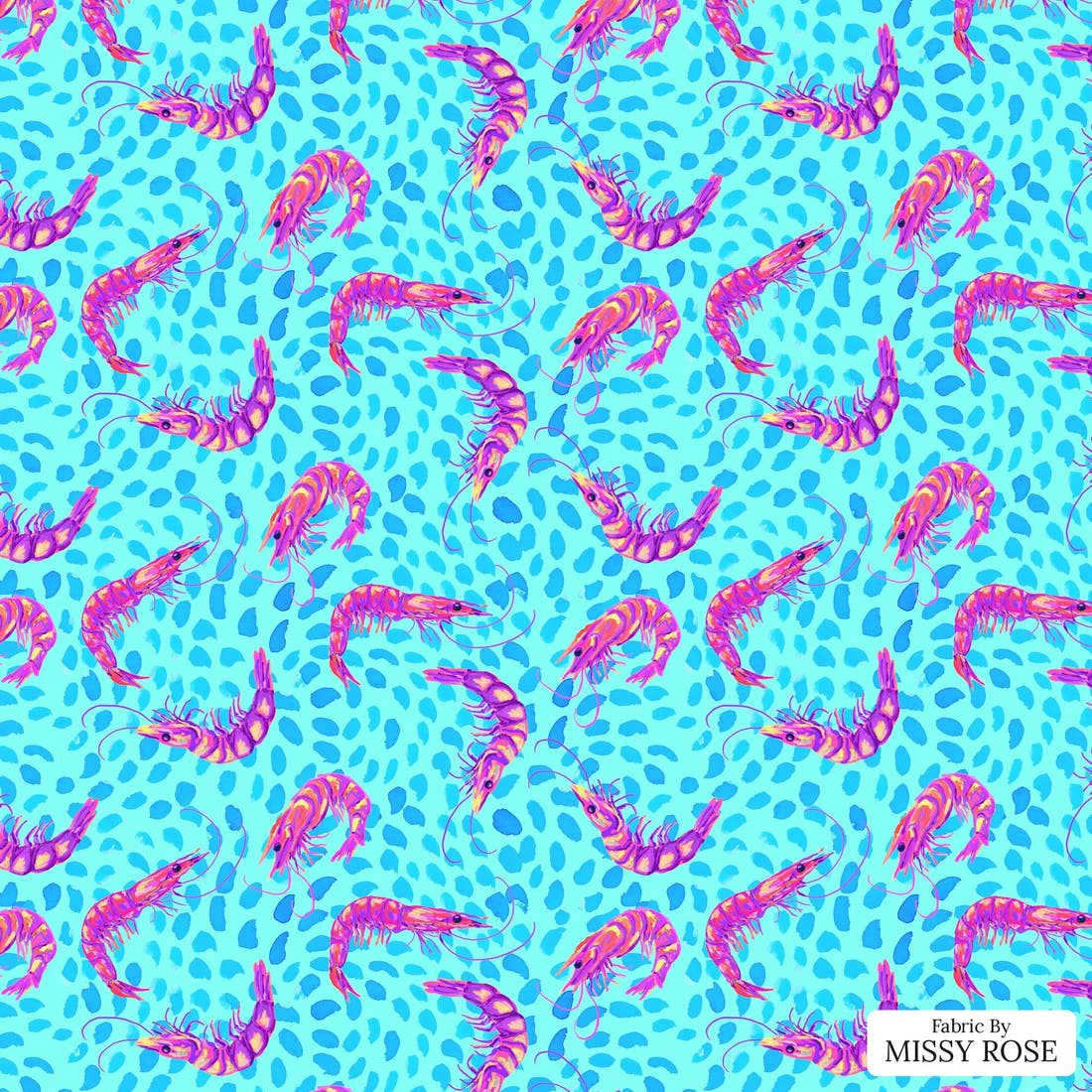 Girl and The Deep Blue Sea 98 - flat view of the print, zoom in for detail | Fabric by Missy Rose