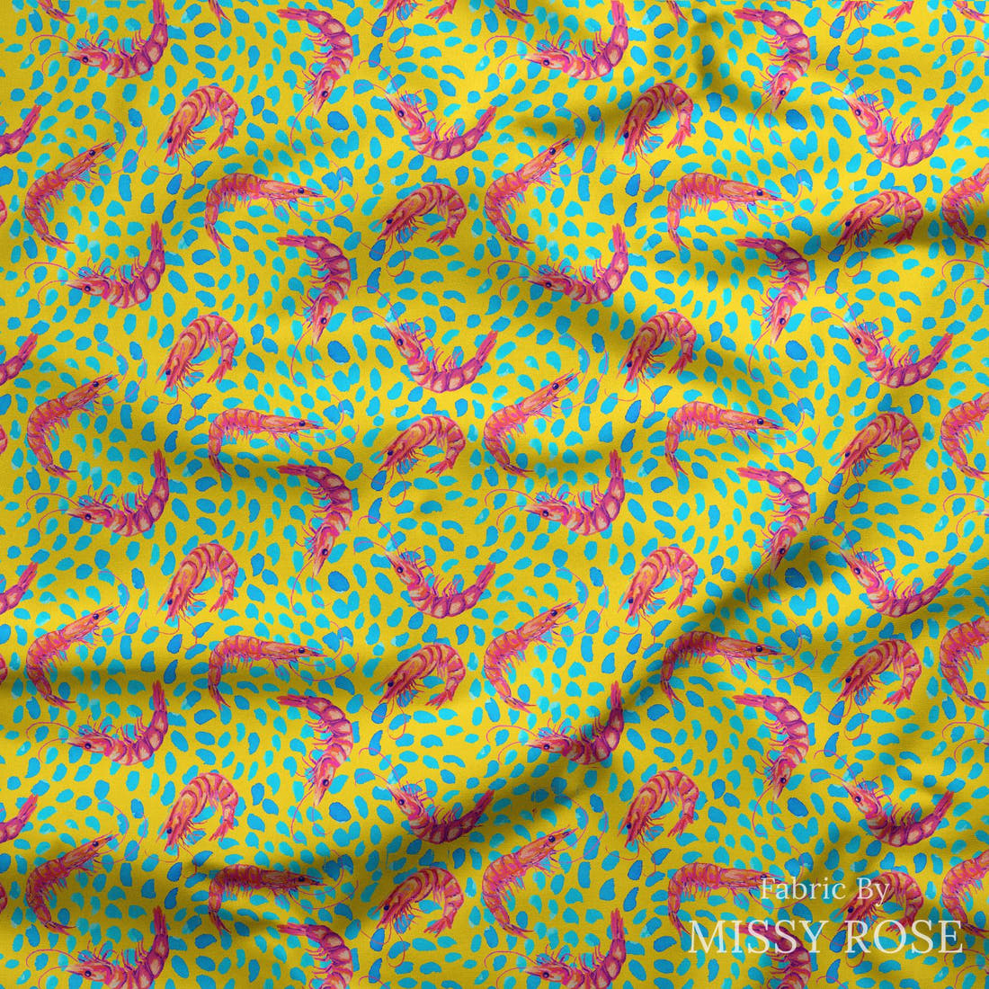 Girl and The Deep Blue Sea 99 draped fabric mockup - custom printed fabric by the metre | Fabric by Missy Rose