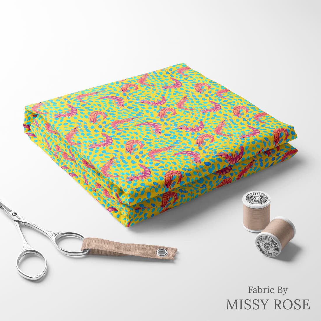 Girl and The Deep Blue Sea 99 folded fabric stack with matching thread - pre-order fabric Australia | Fabric by Missy Rose